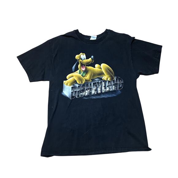 Mickey Inc Vintage Pluto Disneyland Graphic Tee Adult Size Large Black Faded - Picture 1 of 5